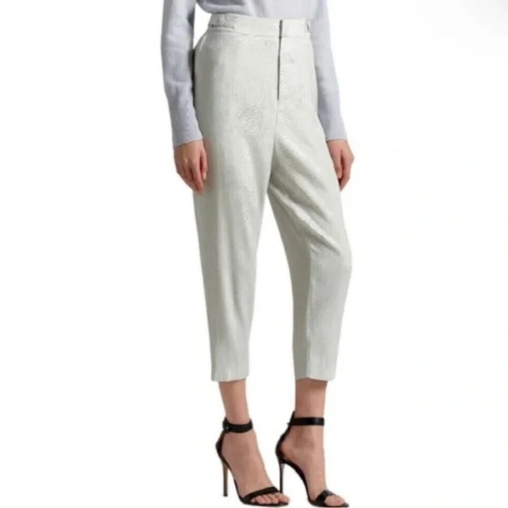 NEW! EQUIPMENT FEMME TONAL SNAKESKIN PRINT DROP CROTCH HAREM PANTS CROPPED sz 4